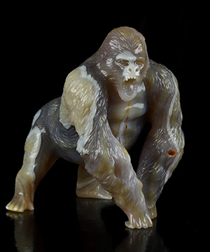 5.3" Premium Brazilian Agate Hand Carved Crystal Gorilla Sculpture, Crystal Healing