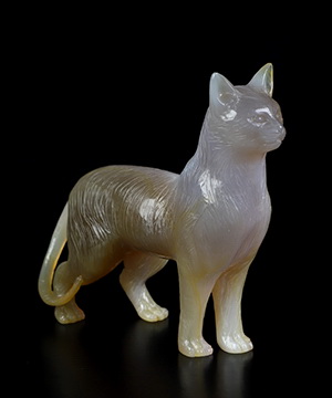 4.0" Premium Brazilian Agate Hand Carved Crystal Cat Sculpture, Crystal Healing