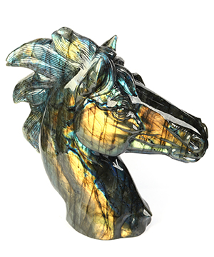 Flash!!! 8.5" Labradorite Hand Carved Crystal Horse Sculpture, Crystal Healing