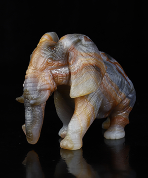 4.2" Premium Brazilian Agate Hand Carved Crystal Elephant Sculpture, Crystal Healing