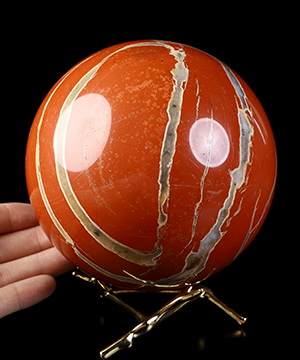 4.5" Red Jasper Hand Carved Crystal Ball/Sphere, Crystal Healing