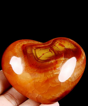HUGE 3.0" Red Agate Carved Crystal Heart