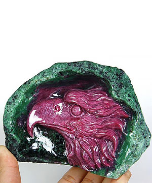 Awesome Gemstone Huge 5.9" Ruby Carved Crystal Eagle Sculpture