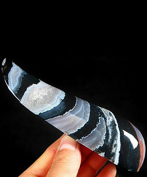 Black Zebra Jasper Carved Crystal Massage Wand Carving