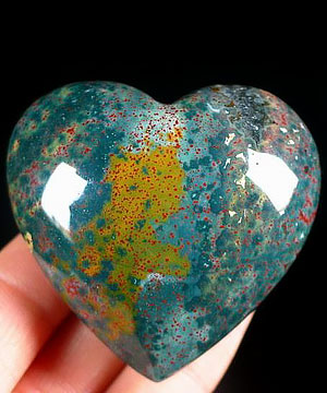 Bloodstone Carved Crystal Heart Gemstone