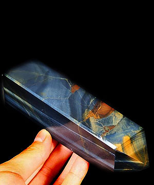 Blue & Gold Tiger Eye Carved Crystal Obelisk