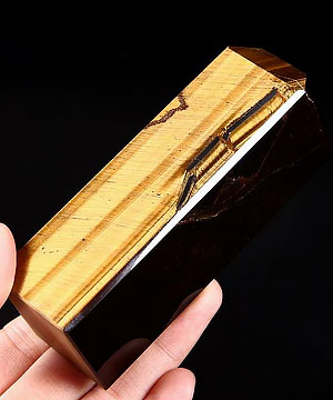 Gold Tiger Eye Carved Crystal Prism