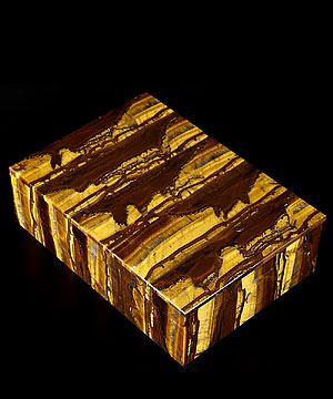 AMAZING FLASH 8.1" Tiger Iron Eye Carved Jewelry Box