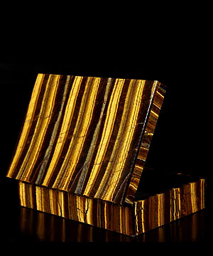 Gemstone Huge 6.1" Tiger Iron Eye Carved Crystal Jewelry Box