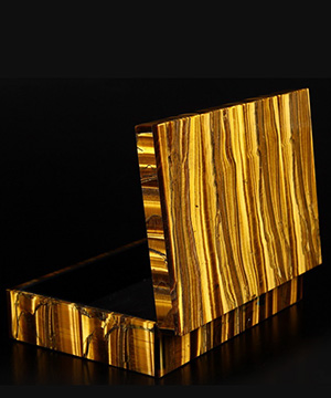 Gemstone Huge 6.1" Tiger Iron Eye Carved Crystal Jewelry Box