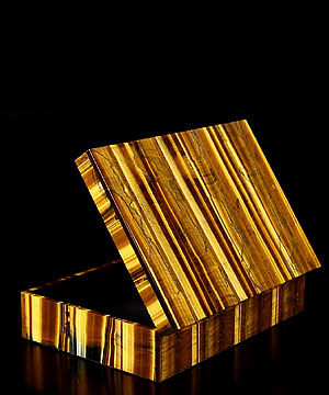 Gemstone Huge 6.1" Tiger Iron Eye Carved Crystal Jewelry Box