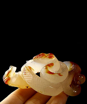 Gemstone Carnelian Carved Crystal Snake Sculpture