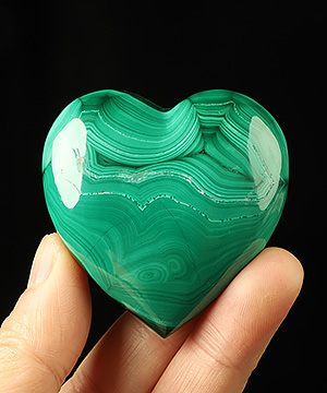 Gemstone 2.3" Malachite Hand Carved Crystal Heart Sculpture, Crystal Healing
