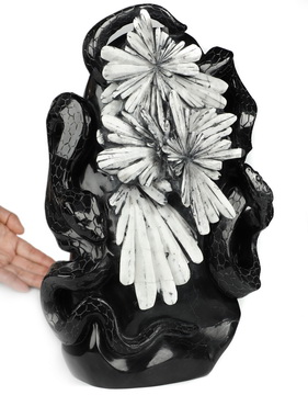 10.7" Chrysanthemum Stone Hand Carved Crystal Snake Sculpture, Crystal Healing