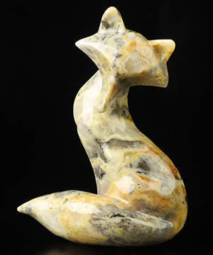 4.1" Crazy Lace Agate Hand Carved Crystal Fox Sculpture, Crystal Healing