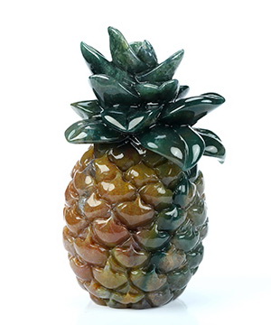 4.0" Indian Agate Hand Carved Crystal Pineapple Sculpture, Crystal Healing