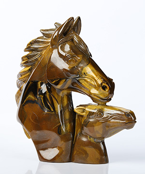 5.4" Gold Tiger's Eye Hand Carved Crystal Horse Sculpture, Crystal Healing