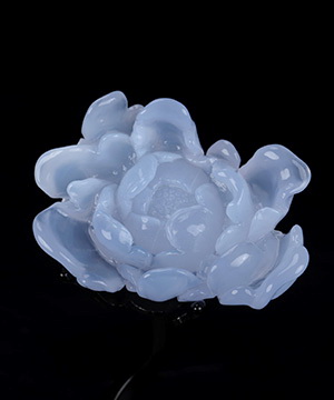 2.8" Blue Chalcedony Hand Carved Crystal Rose Sculpture, Crystal Healing