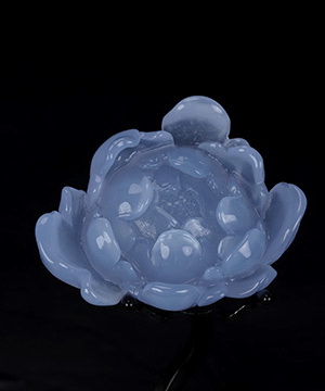 2.6" Blue Chalcedony Hand Carved Crystal Rose Sculpture, Crystal Healing