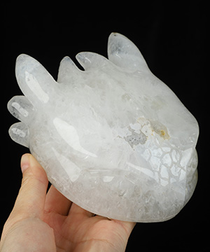5.1" Quartz Rock Crystal Hand Carved Crystal Toothless Dragon Sculpture, Crystal Healing