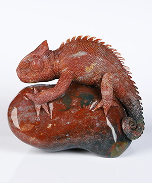3.3" Bloodstone Hand Carved Crystal Lizard Sculpture, Crystal Healing