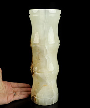 11.0" Afghanistan Jade Hand Carved Crystal Vase Sculpture, Crystal Healing