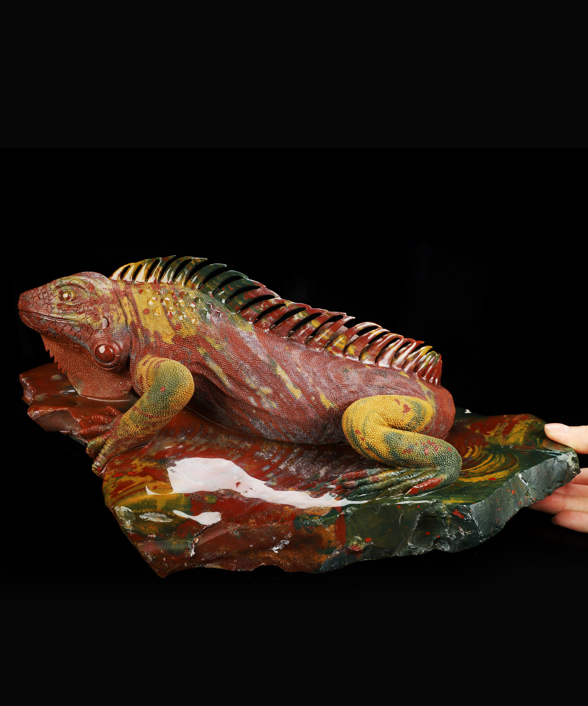18.4LB Bloodstone Hand Carved Crystal Lizard Sculpture, Crystal Healing