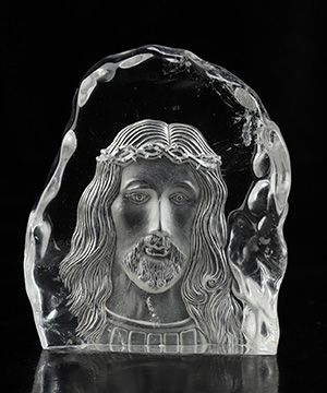 4.3" Quartz Rock Crystal Hand Carved Crystal Jesus Sculpture, Crystal Healing