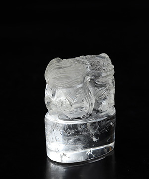 1.8" Quartz Rock Crystal Hand Carved Crystal Dragon Seal, Crystal Healing