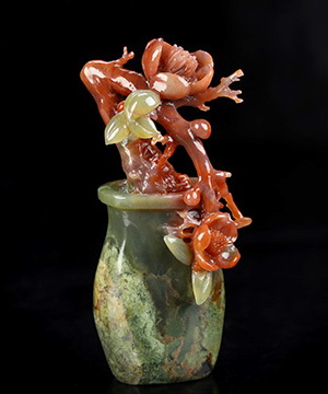 3.5" Indian Agate Hand Carved Crystal Plant Sculpture, Crystal Healing