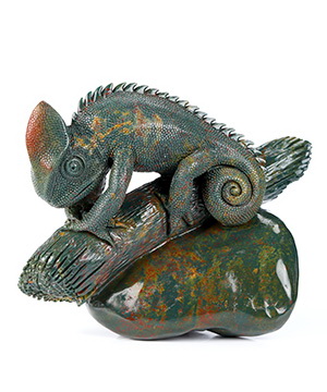 5.2" Bloodstone Hand Carved Crystal Lizard Sculpture, Crystal Healing