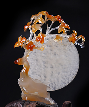 Masterpiece! 11.0" Carnelian Hand Carved Crystal Deer Sculpture, Crystal Healing