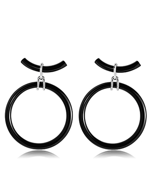 2.1" Black Obsidian Hand Carved Circle Crystal Earrings, Crystal Healing